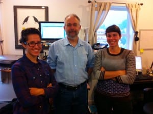 KCAW's Winter Fellow Emily Forman, CoastAlaska Regional News Director Ed Shoenfeld, Temporary Reporter and former KCAW Intern Rachel Waldholz