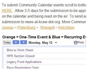 community calendar