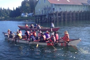 Three canoes left Kake this morning, starting a week-long trip to Juneau for Celebration 2014. (Photo courtesy of Dawn Jackson)