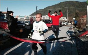 Crossing the line in the 2014 Boys Run final event. (SAFV photo/Anne Brice)