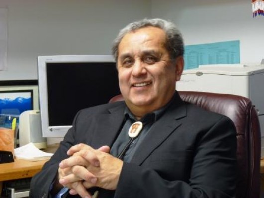 Albert Kookesh in office jan. 2011, by ES - for web Angoon Democratic Sen. Albert Kookesh talks about Southeast politics during a 2011 start-of-session interview. He's ending his legislative career after losing a tough election to Sitka Republican Bert Stedman.