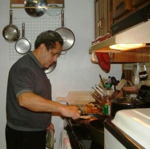 Kookesh cooks salmon for traditional foods dinner 3-5-2004 - ak leg