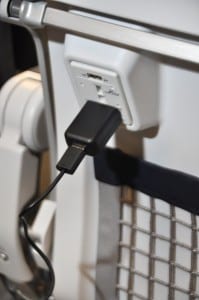 Power and USB outlers are part of new seats being installed on some Alaska Airlines jets. Photo courtesy the airline.