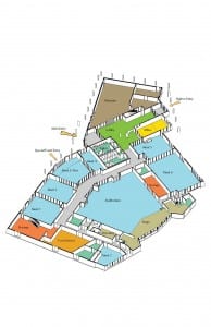 Click to enlarge: Plans for Harrigan Centennial Hall, Phase 1. (Provided by McCool Carlson Green architects)