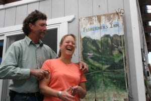 Kevin and Karen Mulligan run the Fisherman's Inn lodge. Kevin Mulligan was one of P.A.'s homesteaders just a few decades ago. Making a living here is difficult, he says, and he worries about the community's future. (KCAW photo by Ed Ronco)