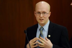 Rep. Jonathan Kreiss-Tomkins addresses the Alaska House of Representatives, March 12, 2014. The Sitka Democrat is running for a second term. (Photo by Skip Gray/Gavel Alaska)