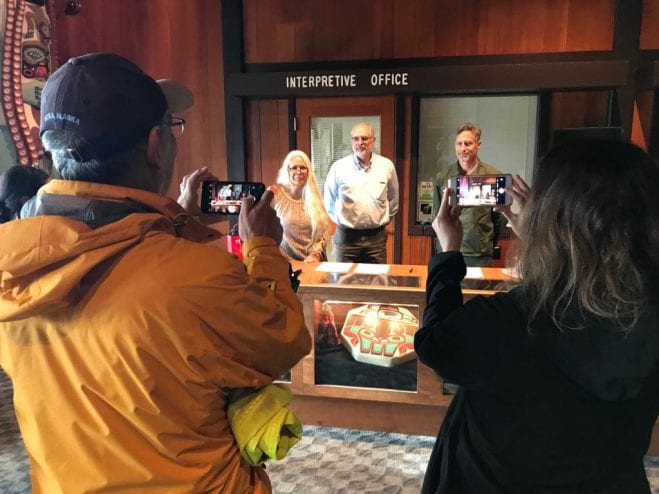 The Sitka Tribe of Alaska and the National Park Service renewed a funding agreement Friday that allows the tribe to co-manage the park. This, after a somber ceremony mourning the Kiks.ádi warriors to fought at the Fort of the Young Saplings. (Photo by Enrique Pérez de la Rosa)